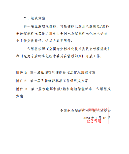 全国电力储能标委会成立压缩空气飞轮水电解制氢/燃料电池等储能标准化工作组