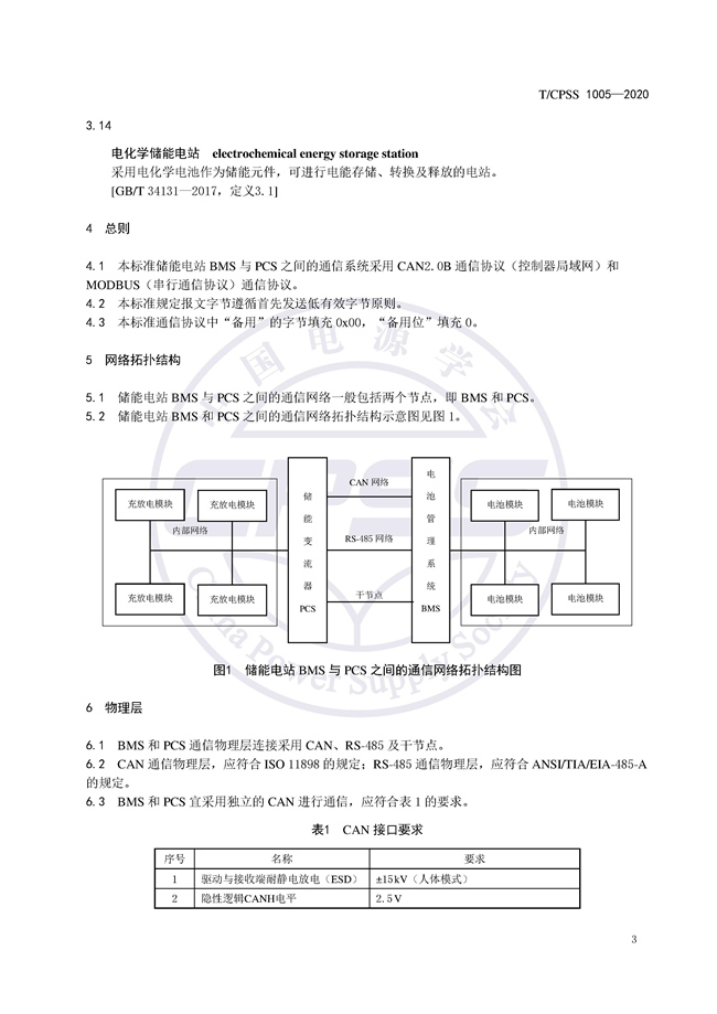 储能标准丨《储能电站储能电池管理系统与储能变流器通信技术规范》