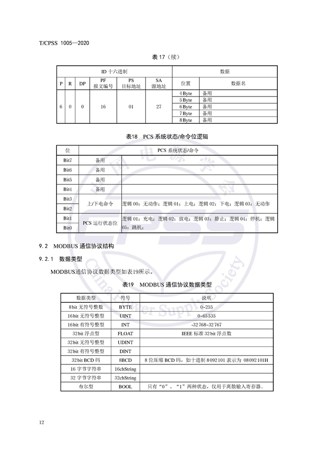 储能标准丨《储能电站储能电池管理系统与储能变流器通信技术规范》