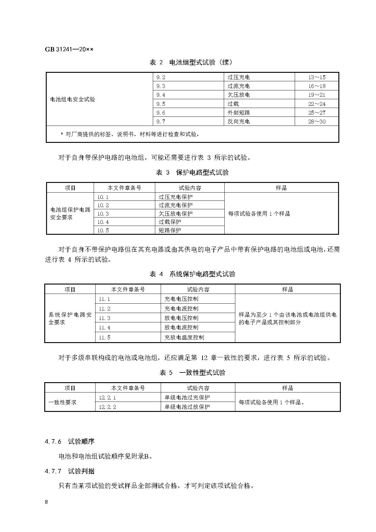 《便携式电子产品用锂离子电池和电池组 安全技术规范》等7项强制性国家标准（报批稿）征求意见