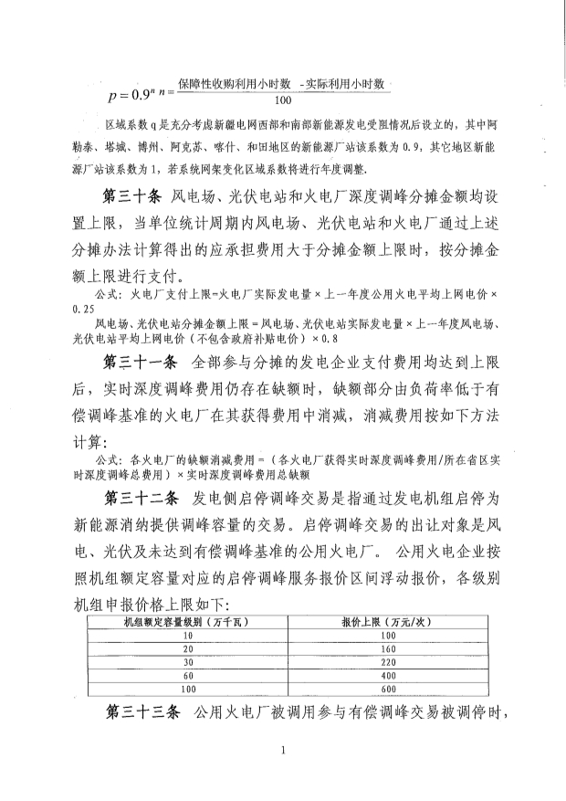 新疆电力辅助服务市场运营规则征意见：储能调频申报价0-15元/MW、容量补偿5元/MW